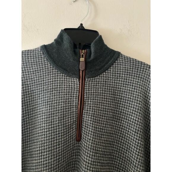 Orvis Hunter Green Gray Houndstooth Merino Wool Knit  Pullover Sweater Mens XL - Picture 8 of 8